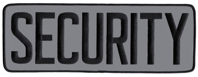 Security Back Patch Reflective Black/Grey 11x4" - Sew On Backing