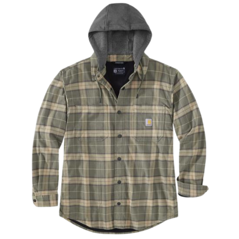 Rugged Flex Relaxed Fit Flannel Fleece-Lined Hooded Shirt Jac | Dusty Olive