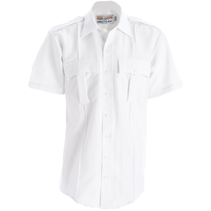 Short Sleeve Polyflex Zippered Uniform Shirt | White