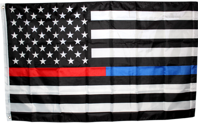 3x5 Polyester First Responder Thin Blue Line / Thin Red Line Flag