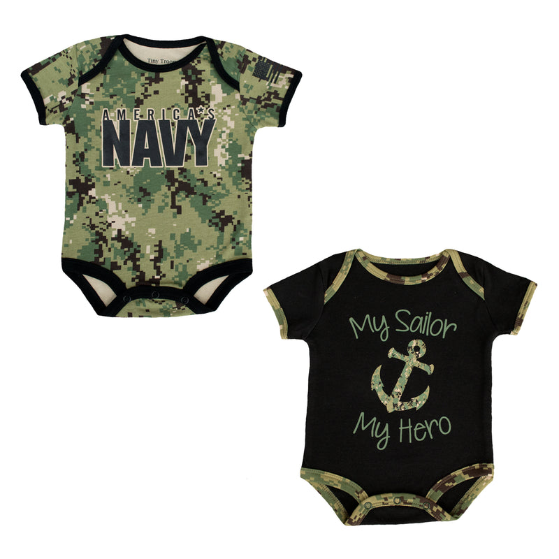 Navy Infant Bodysuits | 2 Pack