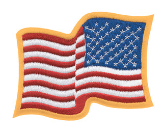 Reverse Wavy Flag Patch with Gold Border