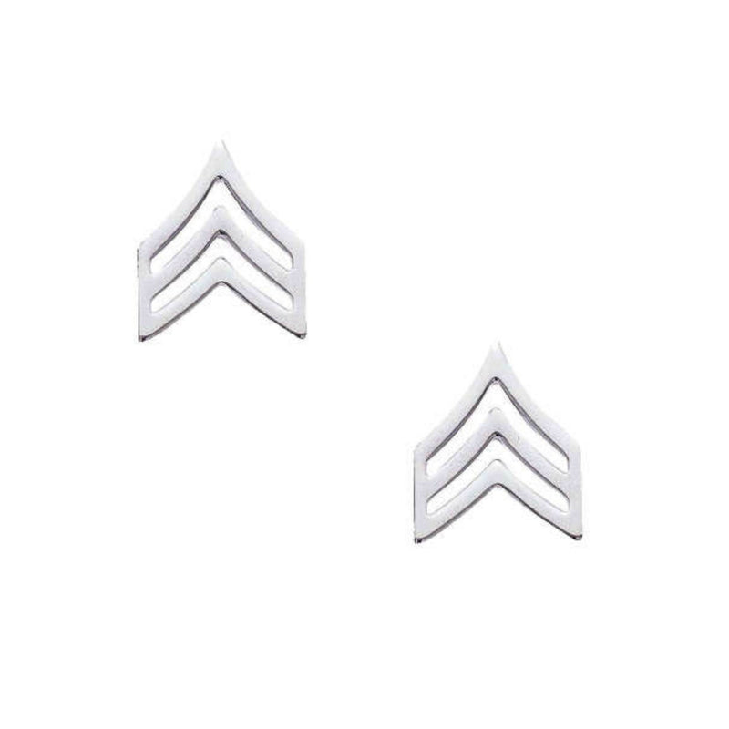 Sergeant Chevron Collar Insignia | Small | Gold or Silver
