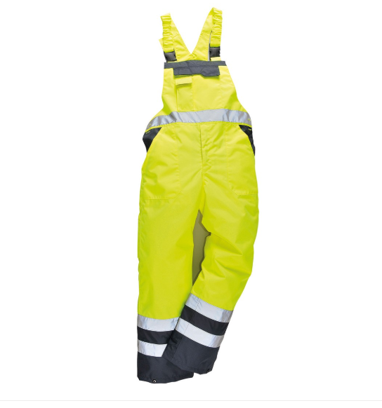 HI Vis Contrast Insulated Waterproof Bib Overall Lined
