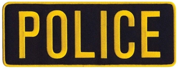 POLICE Back Patch, Medium, 11x4" - Sew On | Gold/Midnight