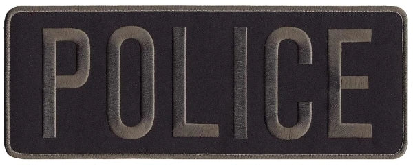 Police Back Patch, 11x4", Sew On | Grey/Midnight