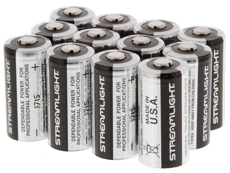 Streamlight CR123A 1400mAh 3V Lithium (LiMNO2) Button Top Batteries 12-Pack