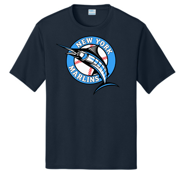 NY Marlins Short Sleeve Wicking Lightweight Training Tee Adult &amp; Youth | Navy or Cobalt