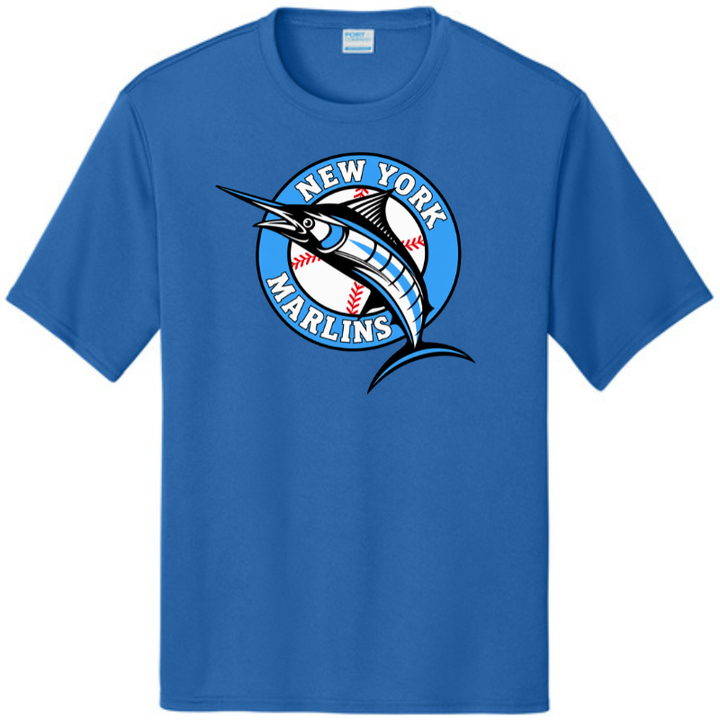 NY Marlins Short Sleeve Wicking Lightweight Training Tee Adult &amp; Youth | Navy or Cobalt