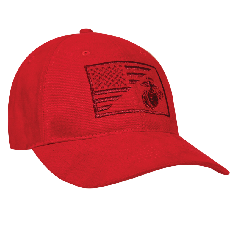 USMC Eagle, Globe and Anchor / US Flag Low Pro Cap | Red