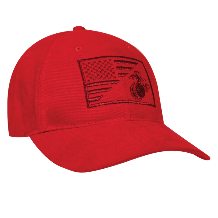 USMC Eagle, Globe and Anchor / US Flag Low Pro Cap | Red