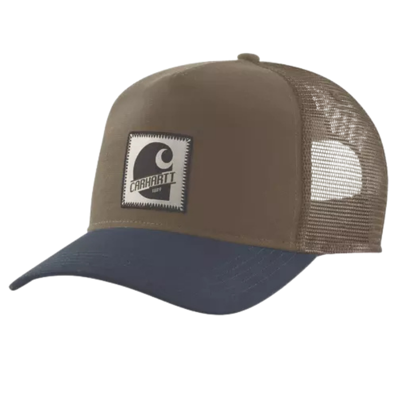Rugged Flex Five-Panel "C" Patch Cap Snapback Hat | Burn Log / Navy