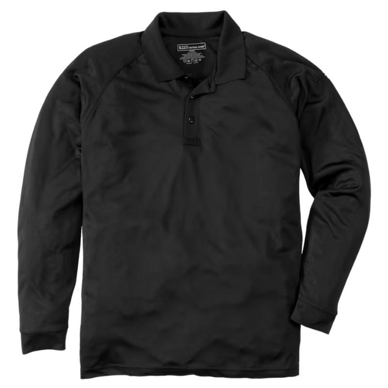 Men's Performance Long Sleeve Polo Shirt | Black