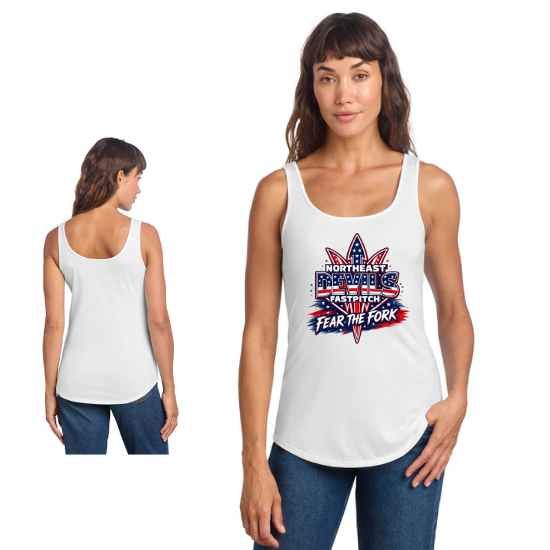 Northeast Devils Fear the Fork USA Perfect Tri Relaxed Ladies Tank | White or Black