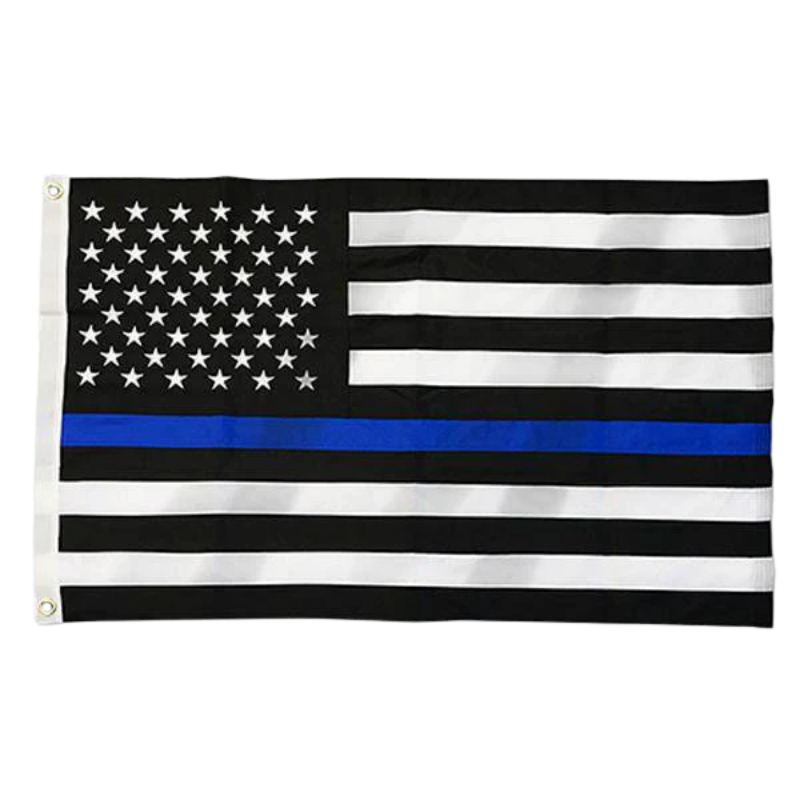 Thin Blue Line American Flag Sewn &amp; Embroidered 2x3