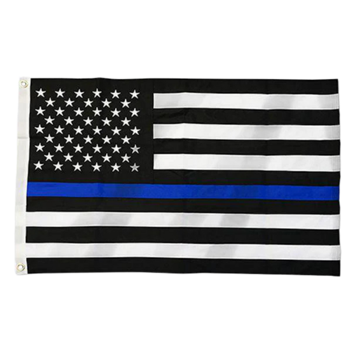 Thin Blue Line American Flag Sewn &amp; Embroidered 2x3
