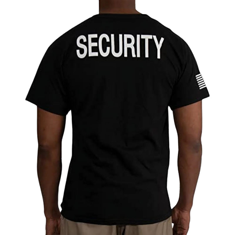 2-Sided Security T-Shirt with US Flag On Sleeve | Black