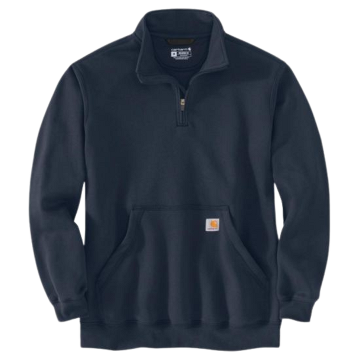Loose Fit Midweight Quarter-Zip Mock-Neck Sweatshirt | Black, Navy