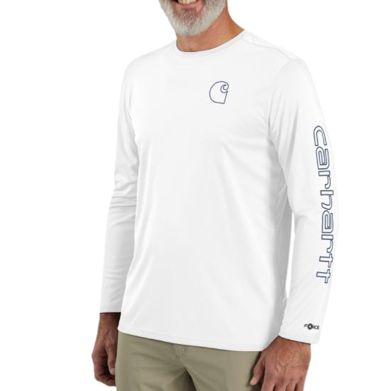 Force Sun Defender Lightweight Long-Sleeve Logo Graphic T-Shirt | White/Navy