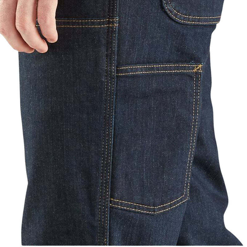 Relaxed Straight Rugged Flex Double-Front Denim Dungaree Pants | Erie