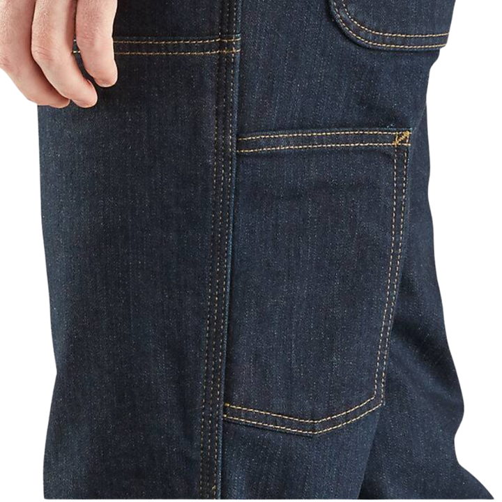Relaxed Straight Rugged Flex Double-Front Denim Dungaree Pants | Erie