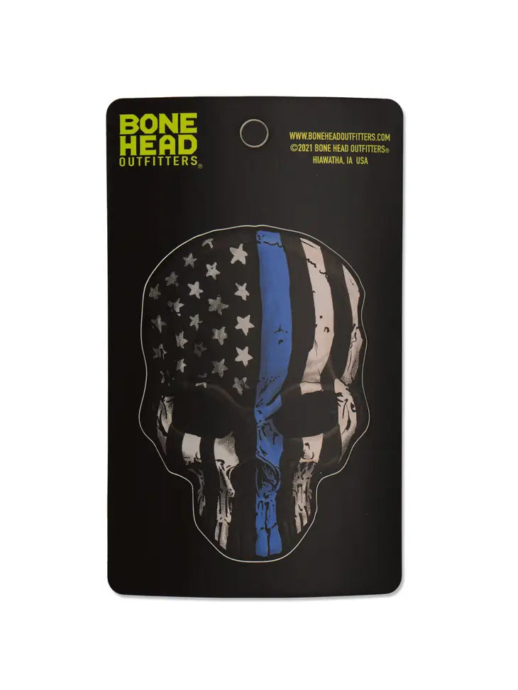 Blue Line Skull Sticker
