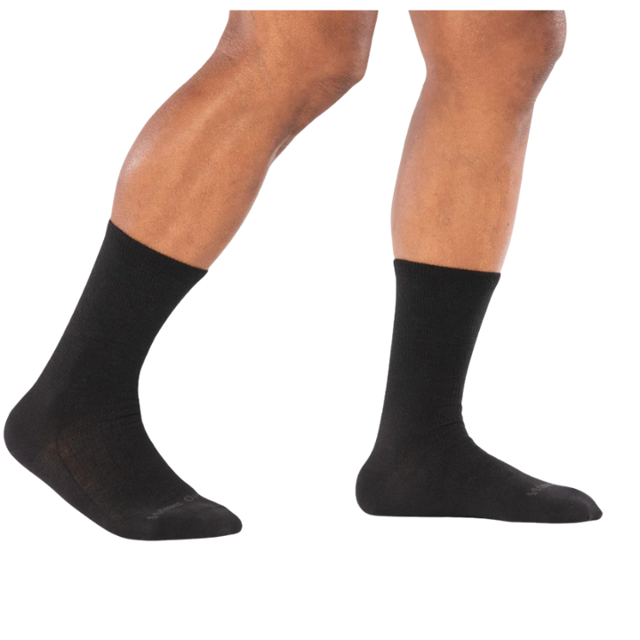 Men's Solid Basic Cushioned Crew Socks | Black