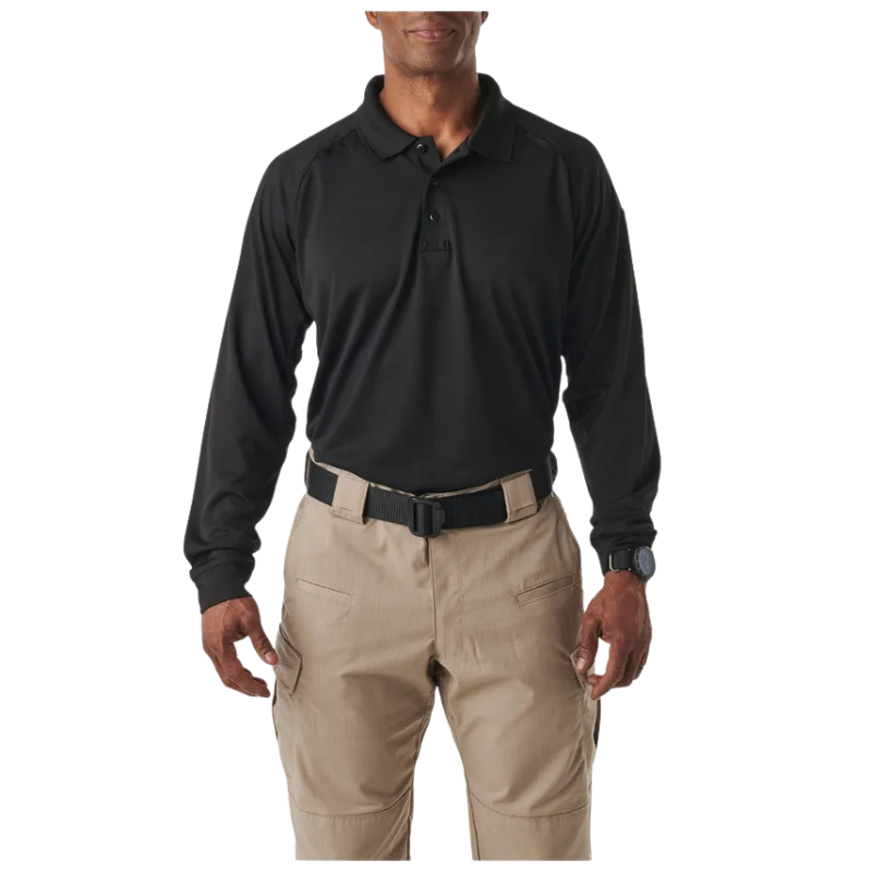 Men's Performance Long Sleeve Polo Shirt | Black