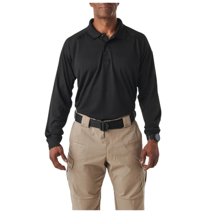 Men's Performance Long Sleeve Polo Shirt | Black