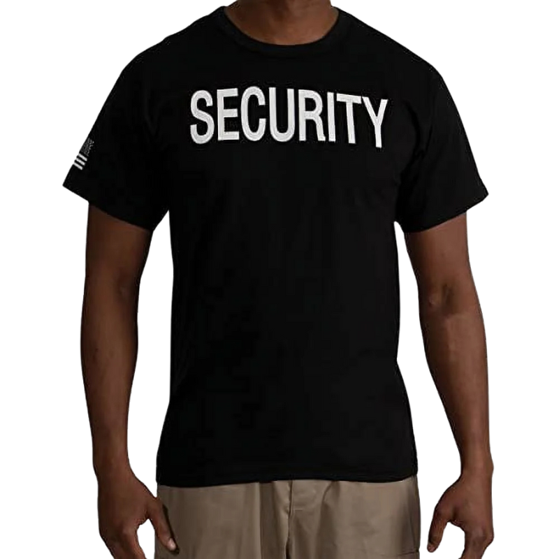 2-Sided Security T-Shirt with US Flag On Sleeve | Black