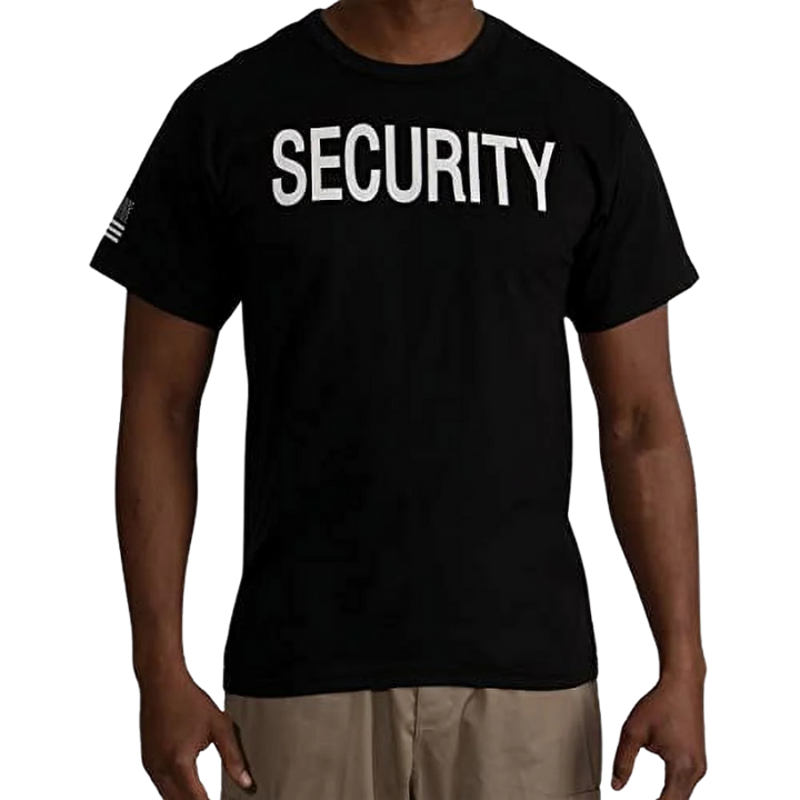 2-Sided Security T-Shirt with US Flag On Sleeve | Black