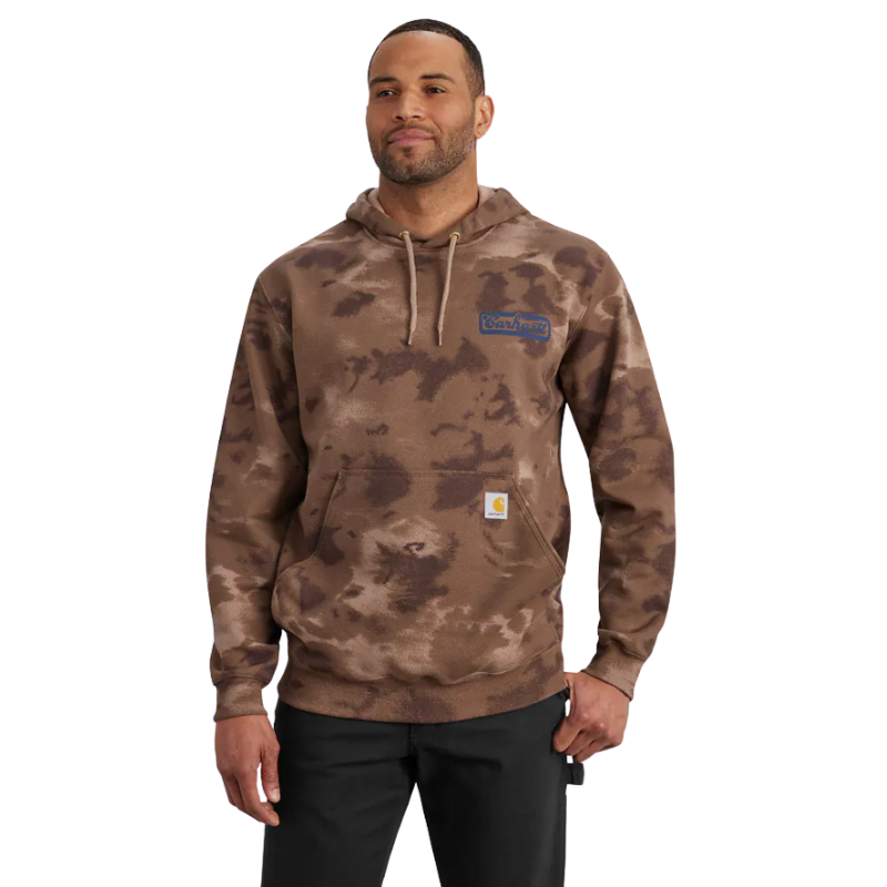 Loose Fit Midweight Watercolor Camo Graphic Sweatshirt | Sepia