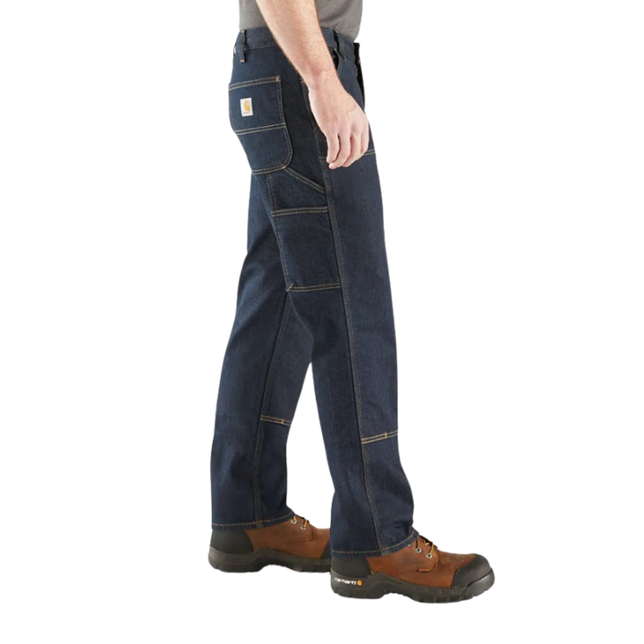 Relaxed Straight Rugged Flex Double-Front Denim Dungaree Pants | Erie