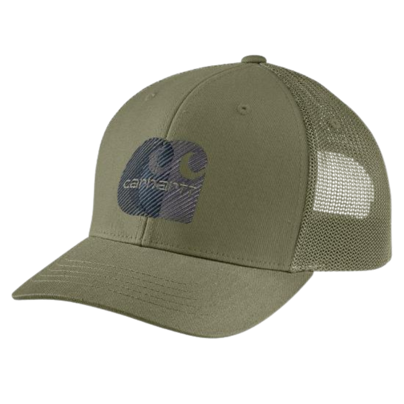 Canvas Mesh-Back Logo Embroidered Cap | Carhartt Brown, Dusty Olive, Navy