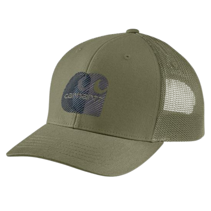 Canvas Mesh-Back Logo Embroidered Cap | Carhartt Brown, Dusty Olive, Navy