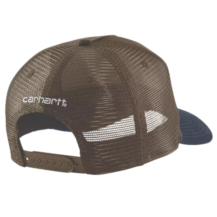Rugged Flex Five-Panel "C" Patch Cap Snapback Hat | Burn Log / Navy