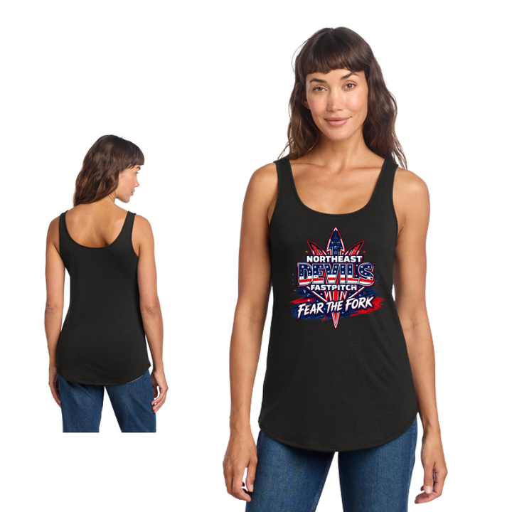 Northeast Devils Fear the Fork USA Perfect Tri Relaxed Ladies Tank | White or Black
