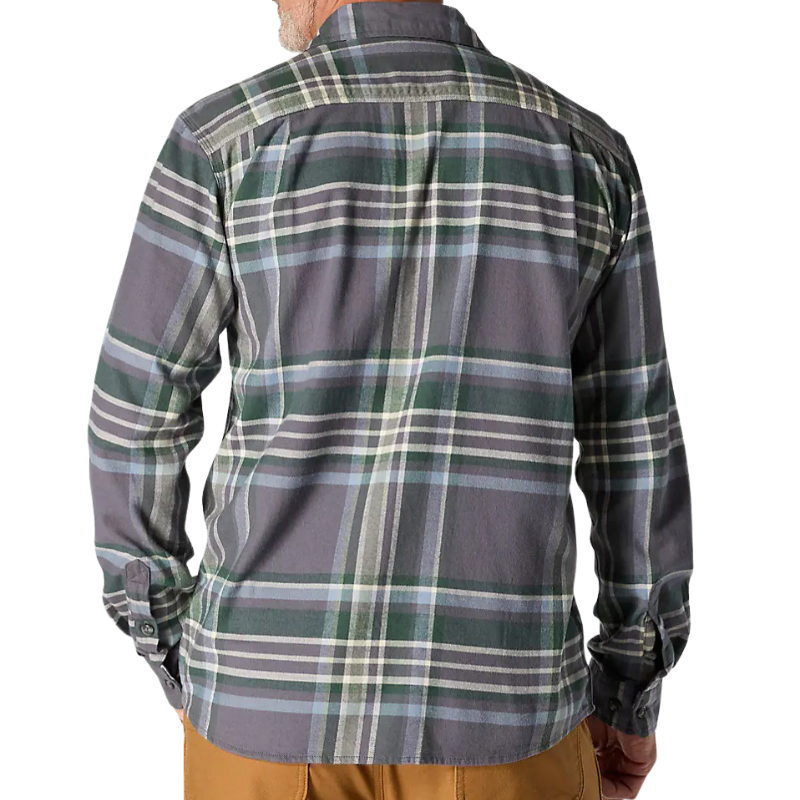 Rugged Flex Relaxed Fit Midweight Flannel Long-Sleeve Plaid Shirt | Gravel