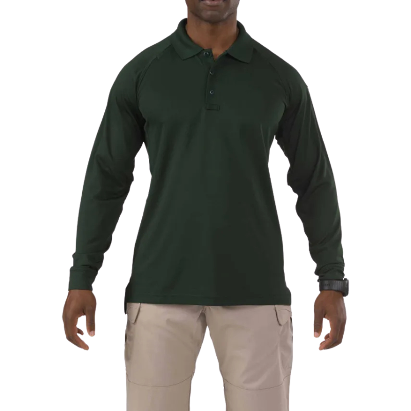 Men's Performance Long Sleeve Polo Shirt | Green