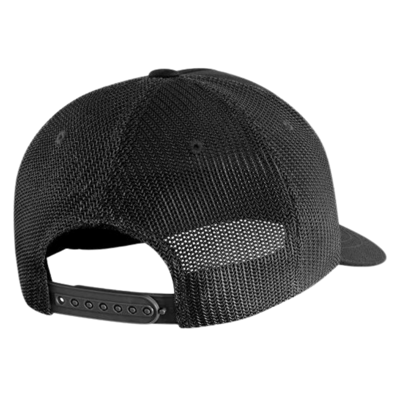 Canvas Mesh-Back Skull Graphic Cap | Black