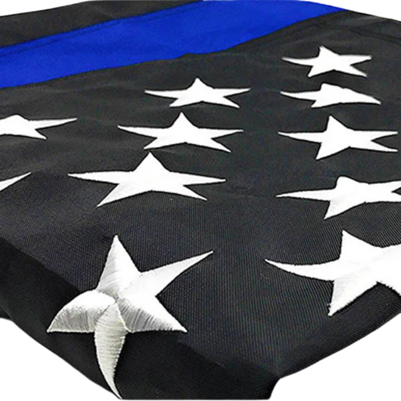 Thin Blue Line American Flag Sewn &amp; Embroidered 2x3