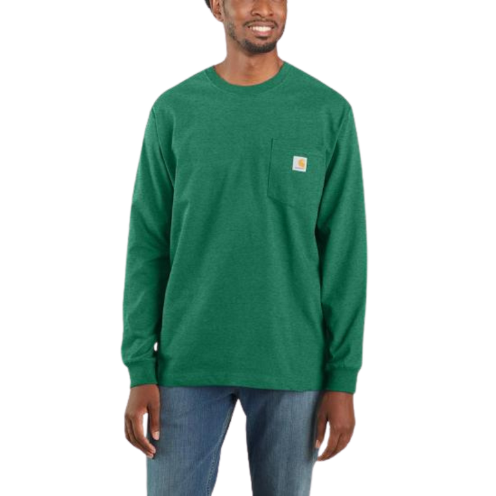Loose Fit Heavyweight Long-Sleeve Pocket T-Shirt | North Wood Heather