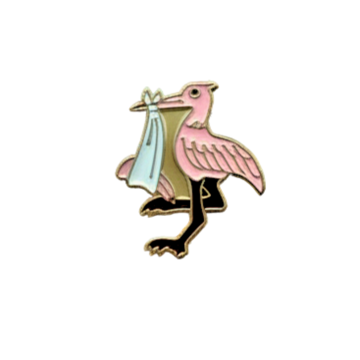 Stork Tie Tac | Blue/Gold, Pink/Gold