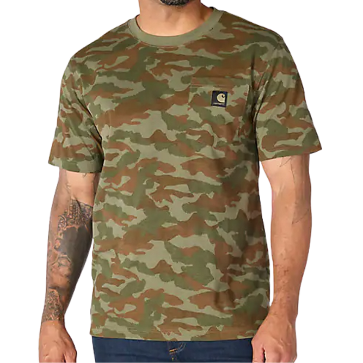 Irvine Relaxed Camo T-Shirt | Army Green Camo, Fossil Tan Camo