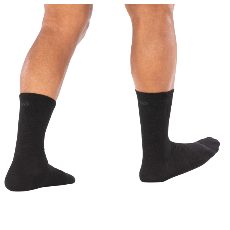 Men's Solid Basic Cushioned Crew Socks | Black