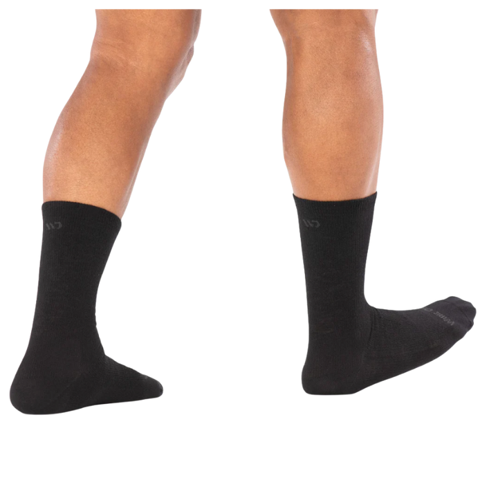 Men's Solid Basic Cushioned Crew Socks | Black