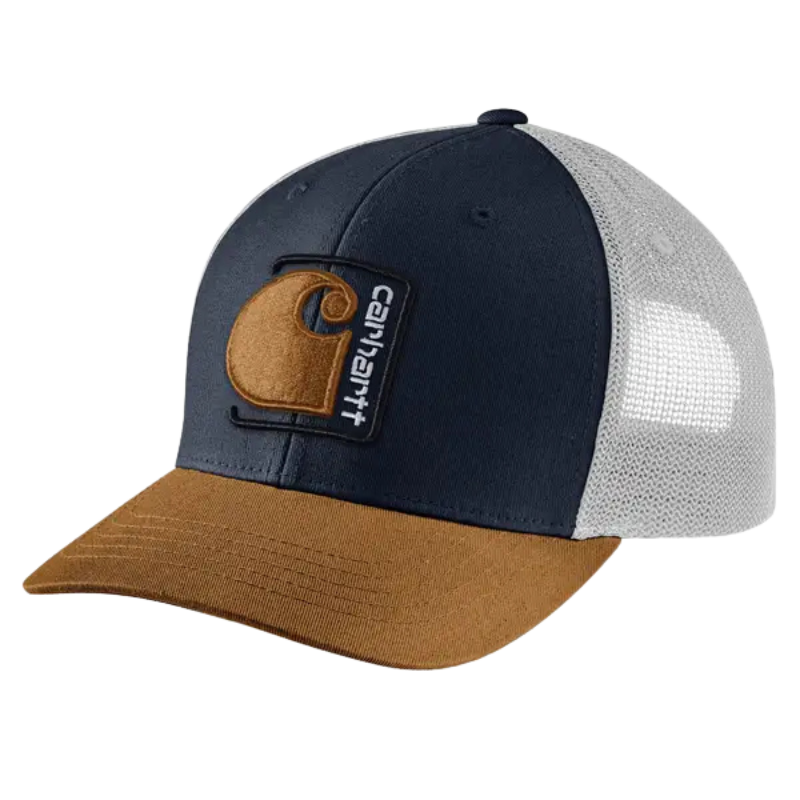 Canvas Mesh-Back C Patch Cap | Navy, Forestry