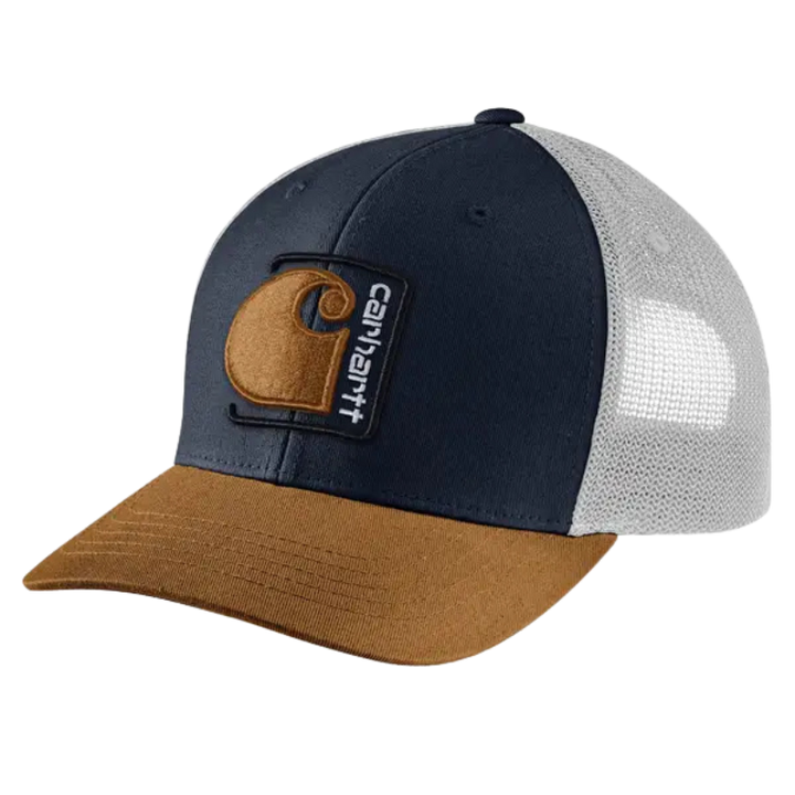 Canvas Mesh-Back C Patch Cap | Navy, Forestry