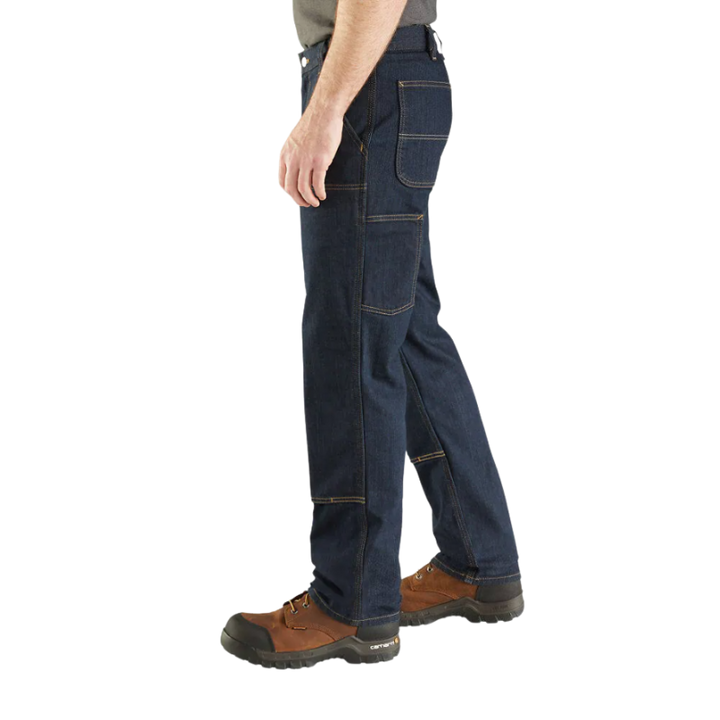 Relaxed Straight Rugged Flex Double-Front Denim Dungaree Pants | Erie