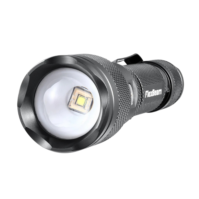 FlexBeam 1200LM Thread-Zoom Hunting Flashlight 700M Range | Black